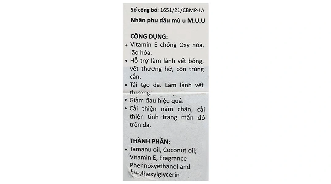 Dầu mù u M.U.U hỗ trợ làm lành vết bỏng, vết thương hở chai 30ml - 7